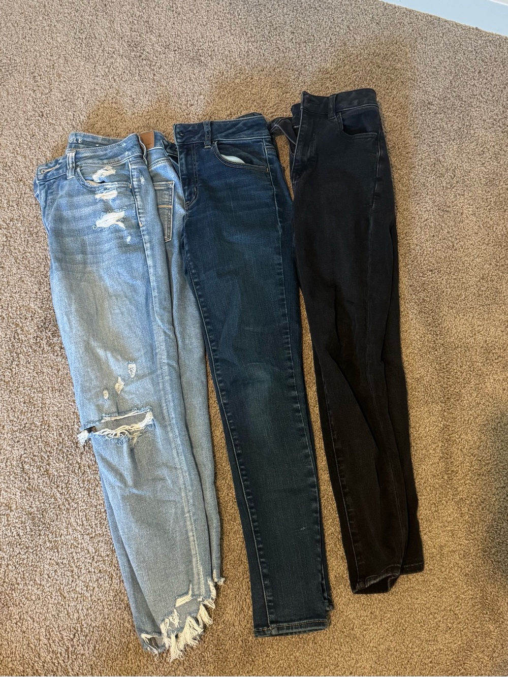 American Eagle Women’s Jeans - Light Blue, Dark Blue & Black Skinny Styles